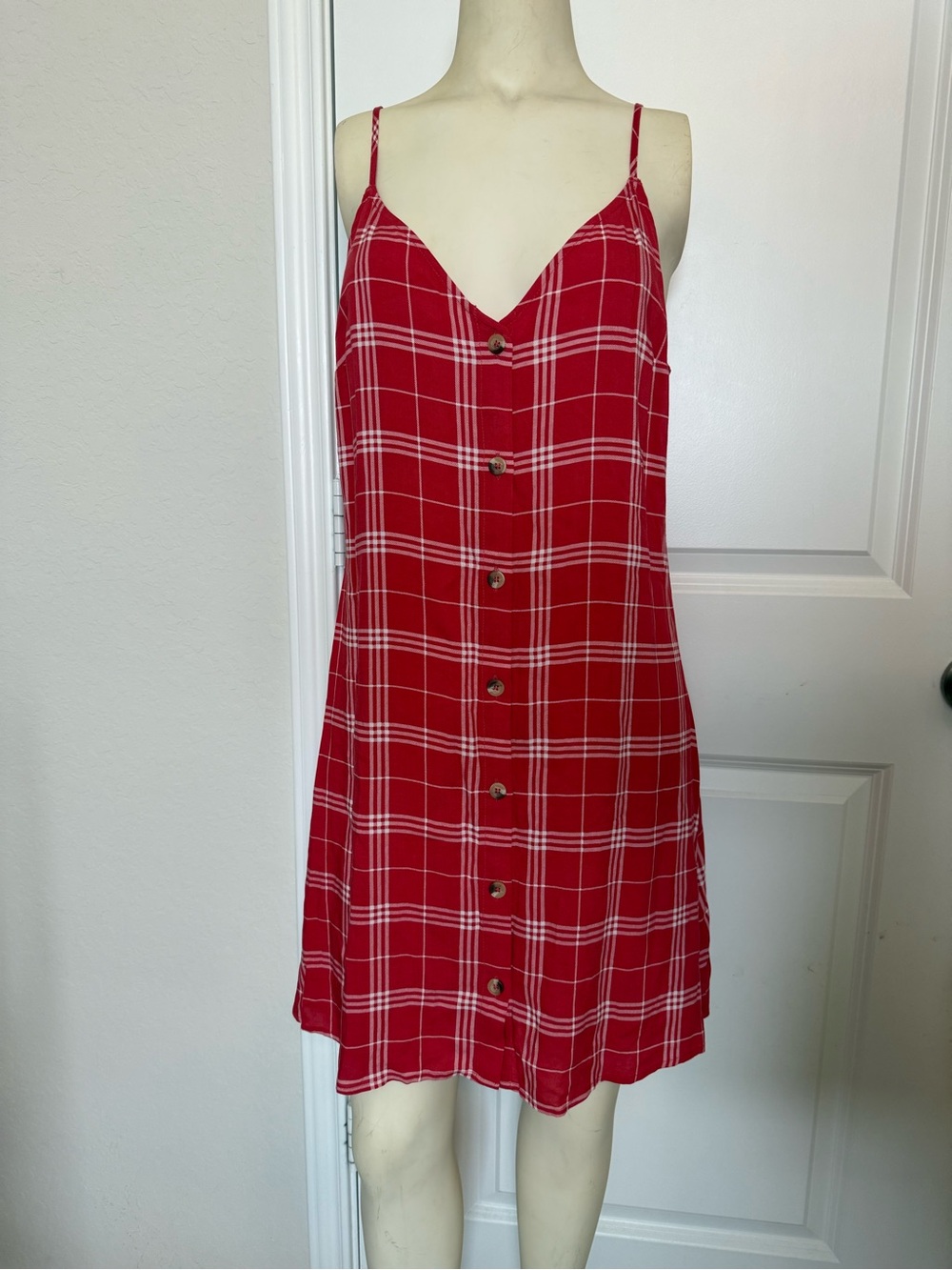 Divided by H&M 100% Viscose Red & White Plaid Dress